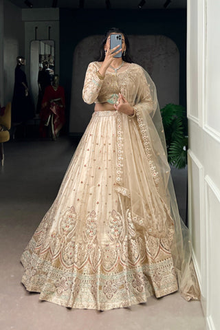 Bridal Pastel Net Lehenga Choli With Sequins Elegance