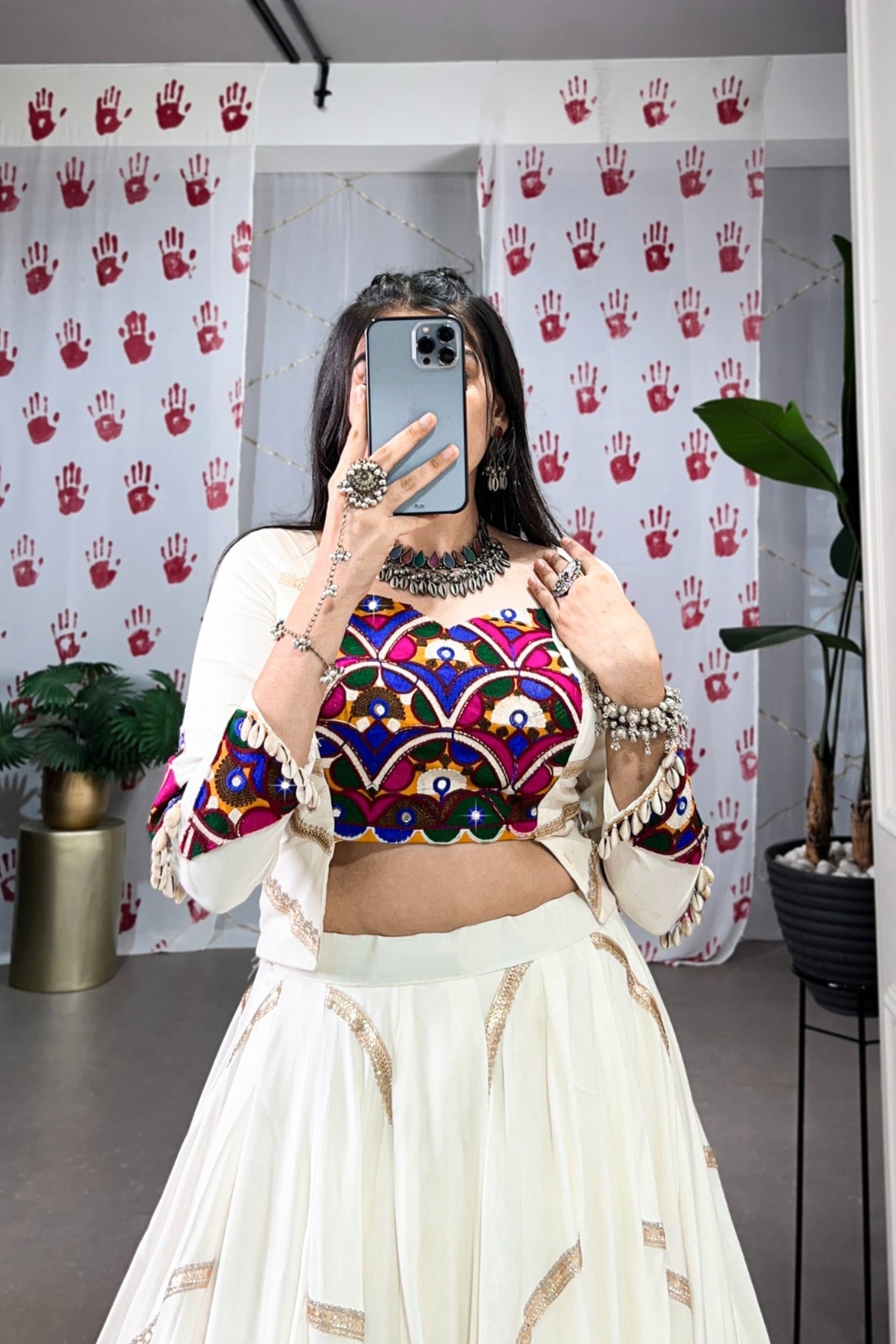 Elevate Navratri Style Original Mirror Gamthi Work With Sequins Lace Touch Up Lehenga Choli