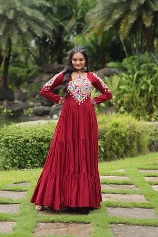 Maroon Attractive Navratri Gown