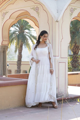 Women's Gowns With Designer Embroidered Dupatta