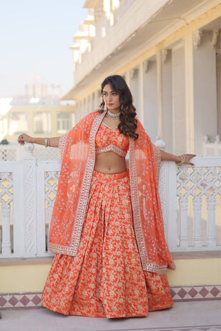 The Elegance of a Designer Viscose Jacquard Lehenga Choli Set