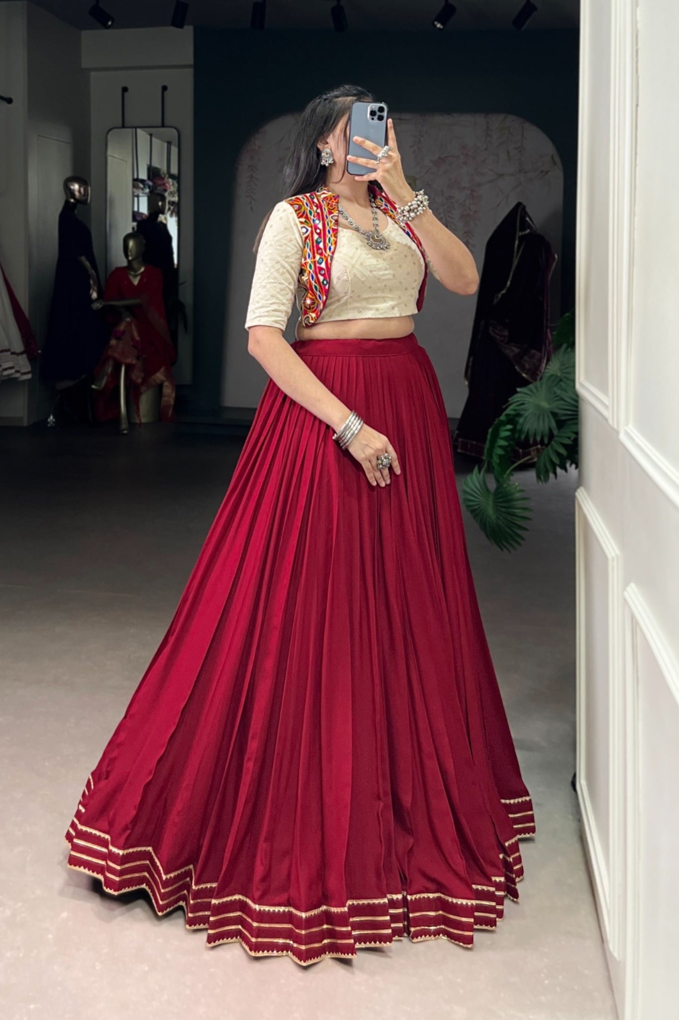 Pure Rayon Original Mirror Gamthi Work Stylish Lehenga Choli
