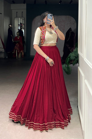 Pure Rayon Original Mirror Gamthi Work Stylish Lehenga Choli