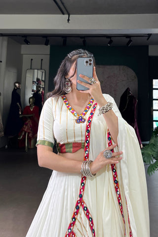 Navratri Beautiful Original Mirror Gamthi Work Designer Lehenga Choli