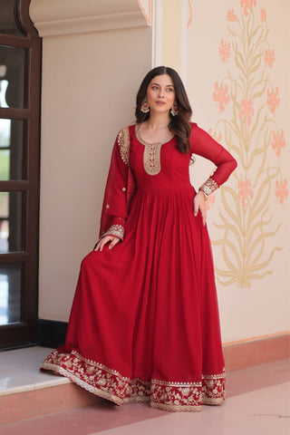 Stunning Designer Georgette Sequins Embroidered Beautiful Gown