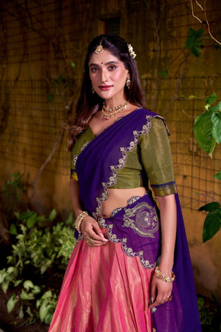 South Indian Style Kanchipuram Silk Lehenga Choli