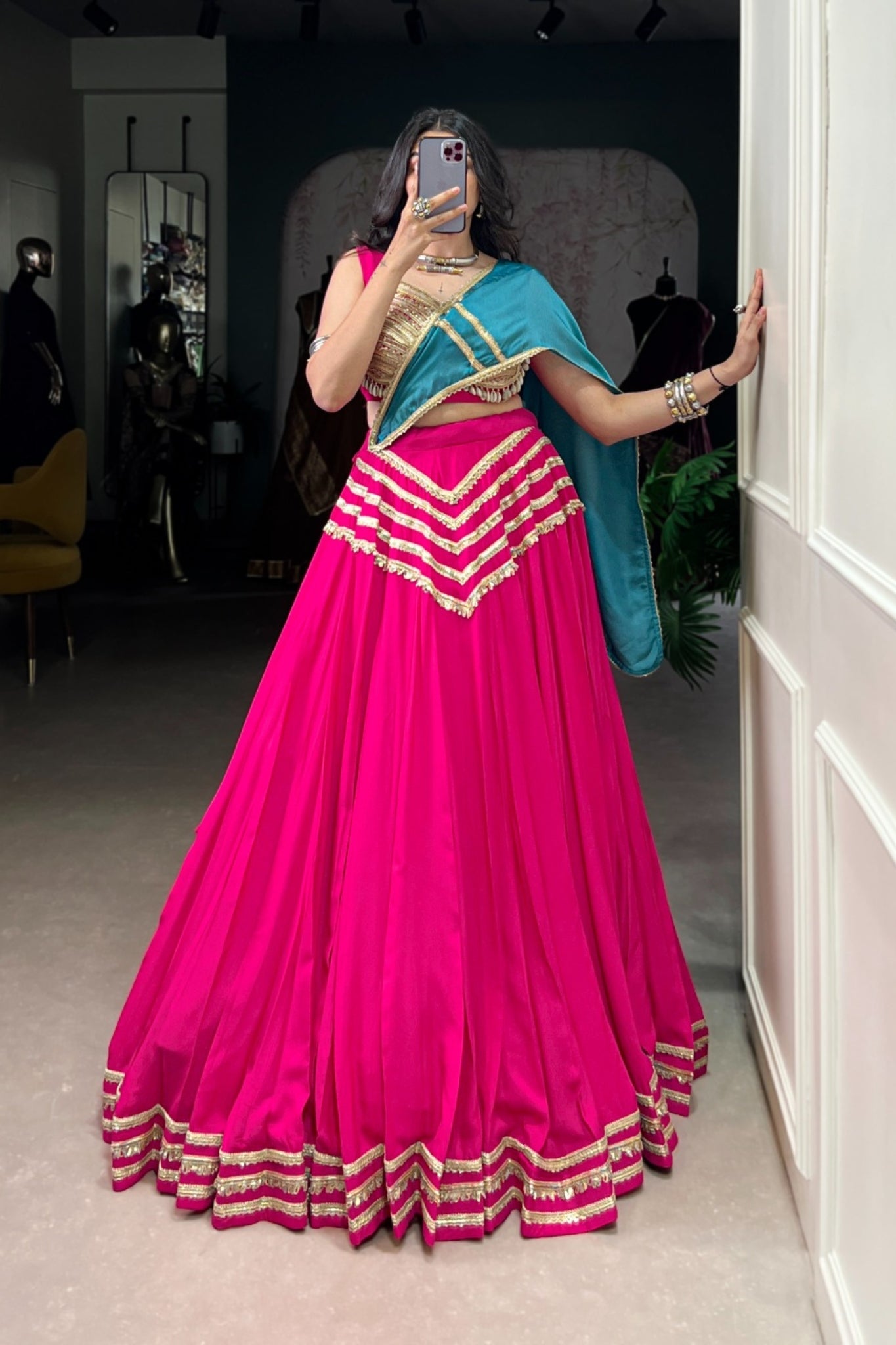 Pink Designer Beautiful Navratri Lehenga Choli Set
