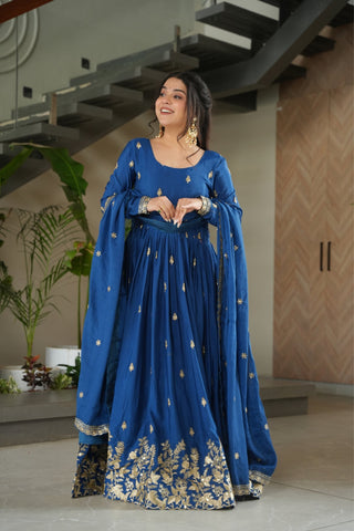 Wedding Designer Embroidered Zari Sequins Work Gown