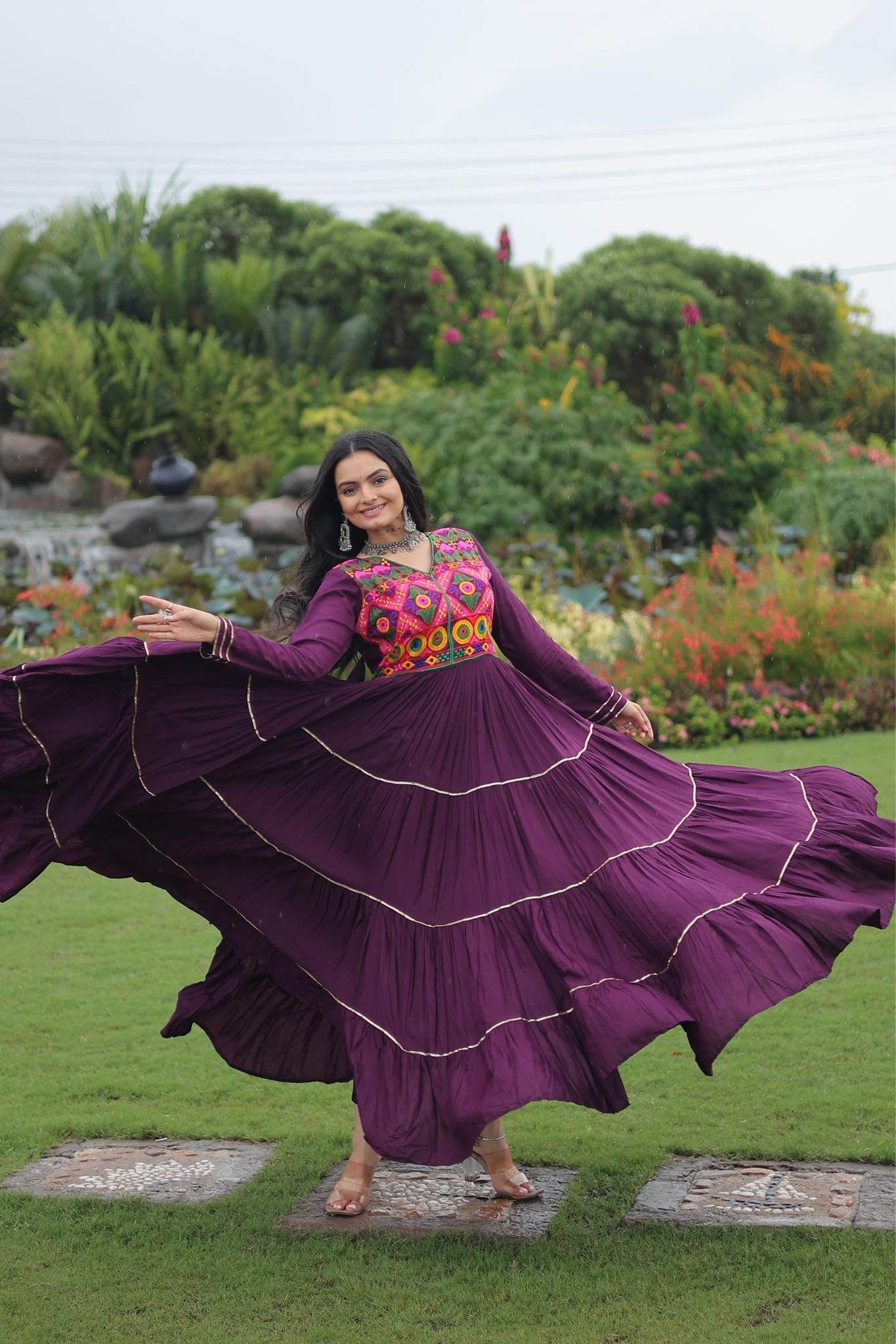 Kutchi Gamthi Embroidered With Mirror Hand Work Navratri Special Gown