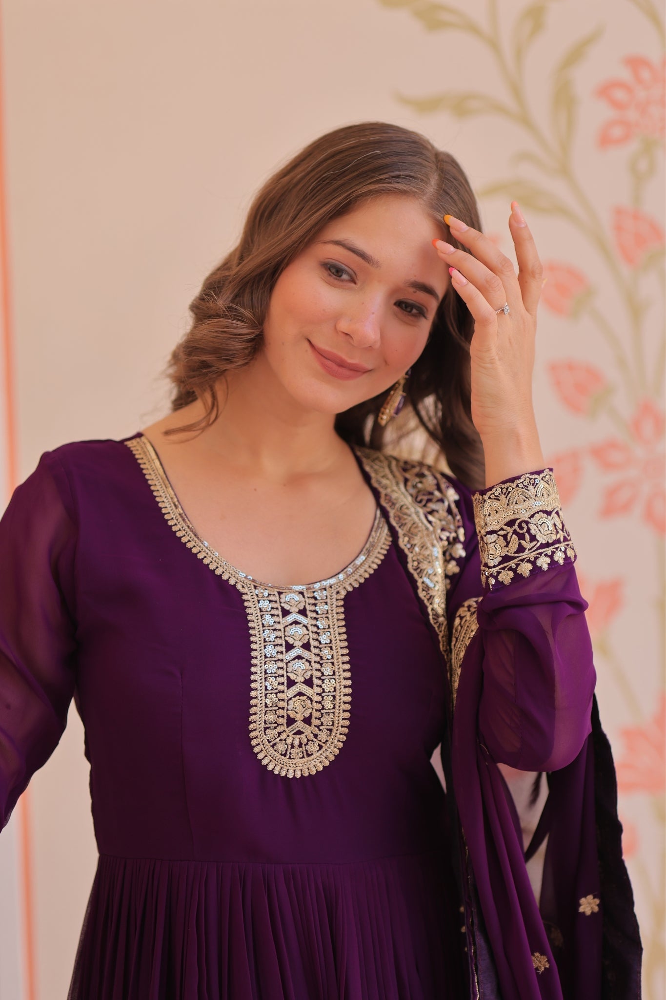 Stunning Designer Georgette Sequins Embroidered Beautiful Gown