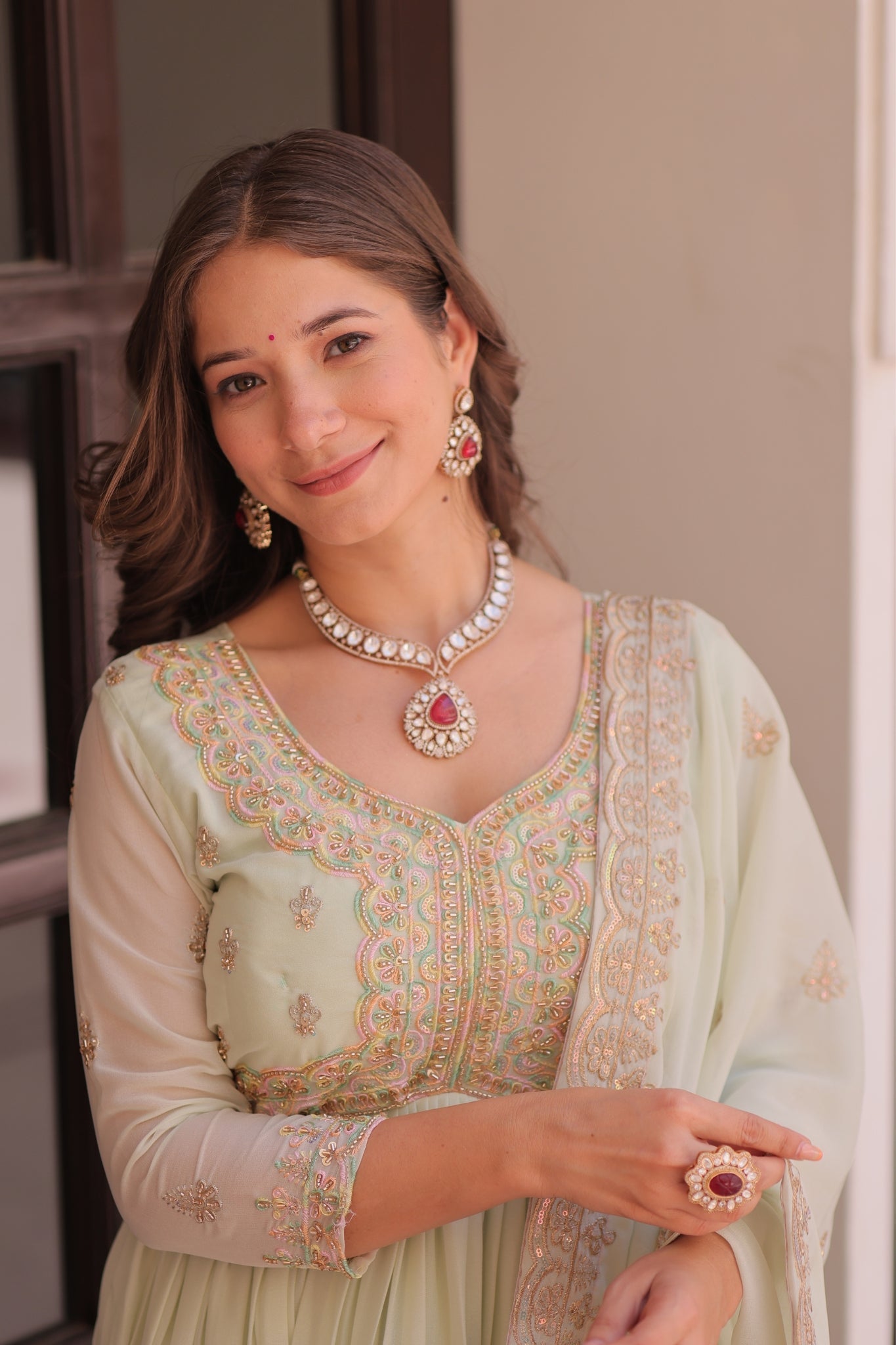 Designer Georgette Gown With Sequins Elegance