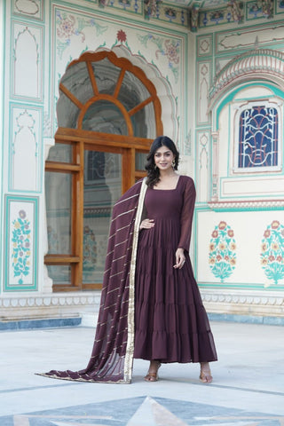 New Elegance of Ready Made Gown With Dupatta Set