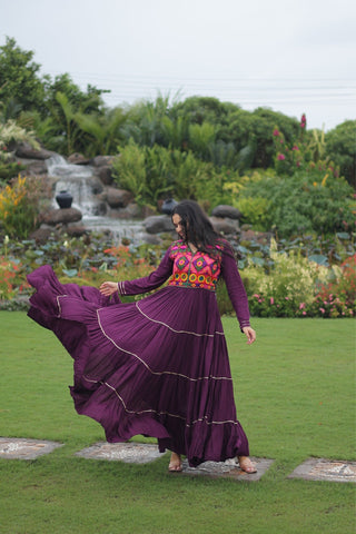 Kutchi Gamthi Embroidered With Mirror Hand Work Navratri Special Gown