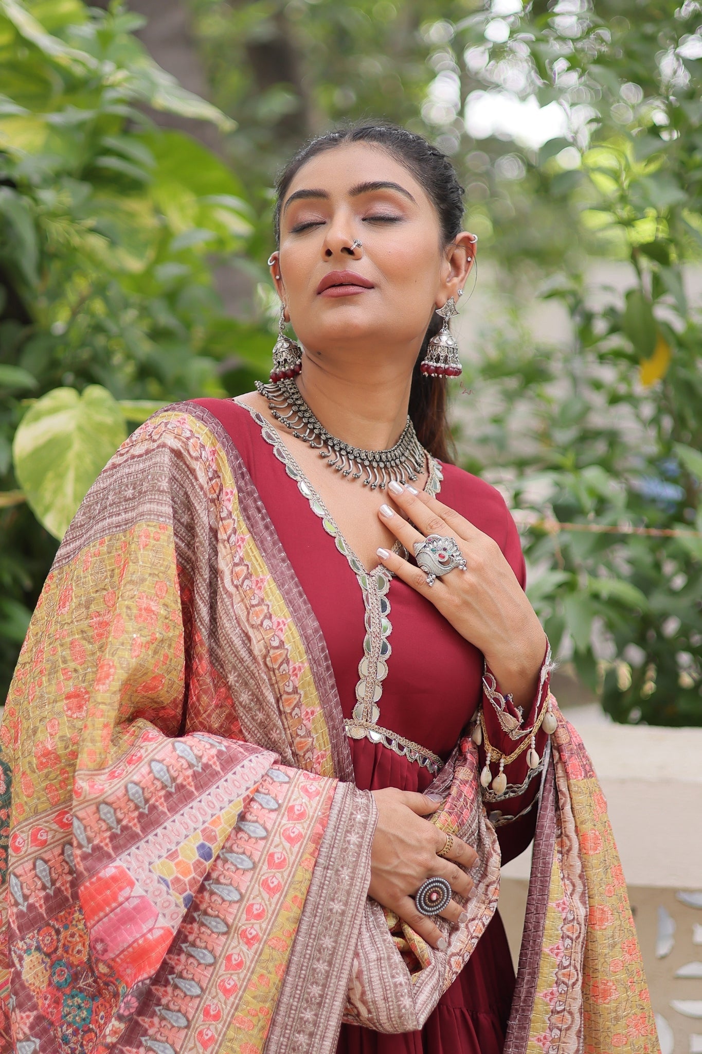 Beautiful Frill Stitching Designer Festival And Wedding Gown And Dupatta Set