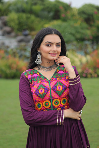 Kutchi Gamthi Embroidered With Mirror Hand Work Navratri Special Gown