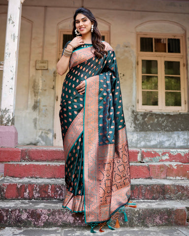 Pure Gaji Silk Saree Weaved With  Zari Comes With Tassels