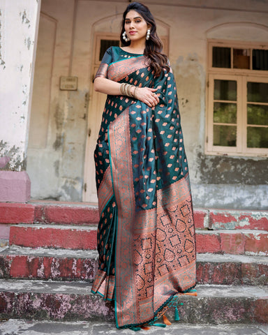 Pure Gaji Silk Saree Weaved With  Zari Comes With Tassels