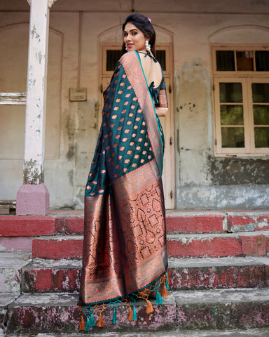 Pure Gaji Silk Saree Weaved With  Zari Comes With Tassels