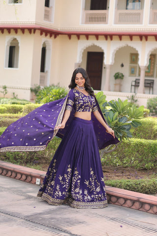 Regal Vichitra Silk Lehenga Choli With Heavy Zari And Sequin Embroidery