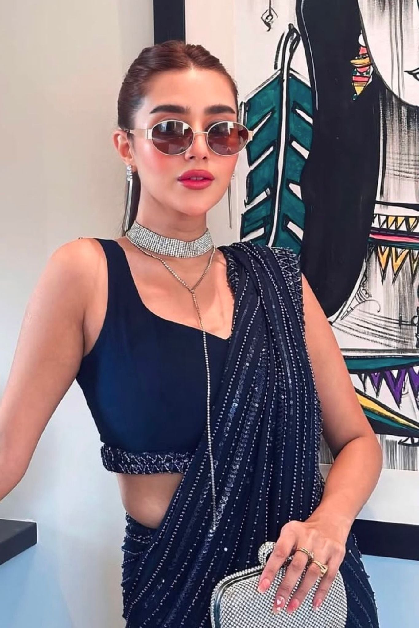 Blue Color Bollywood Georgette Saree