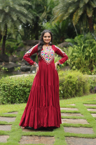 Maroon Attractive Navratri Gown