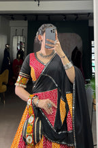 Navratri Special Pure Rayon Lehenga Choli With Ajrakh Print, Gamthi & Gota Patti Work