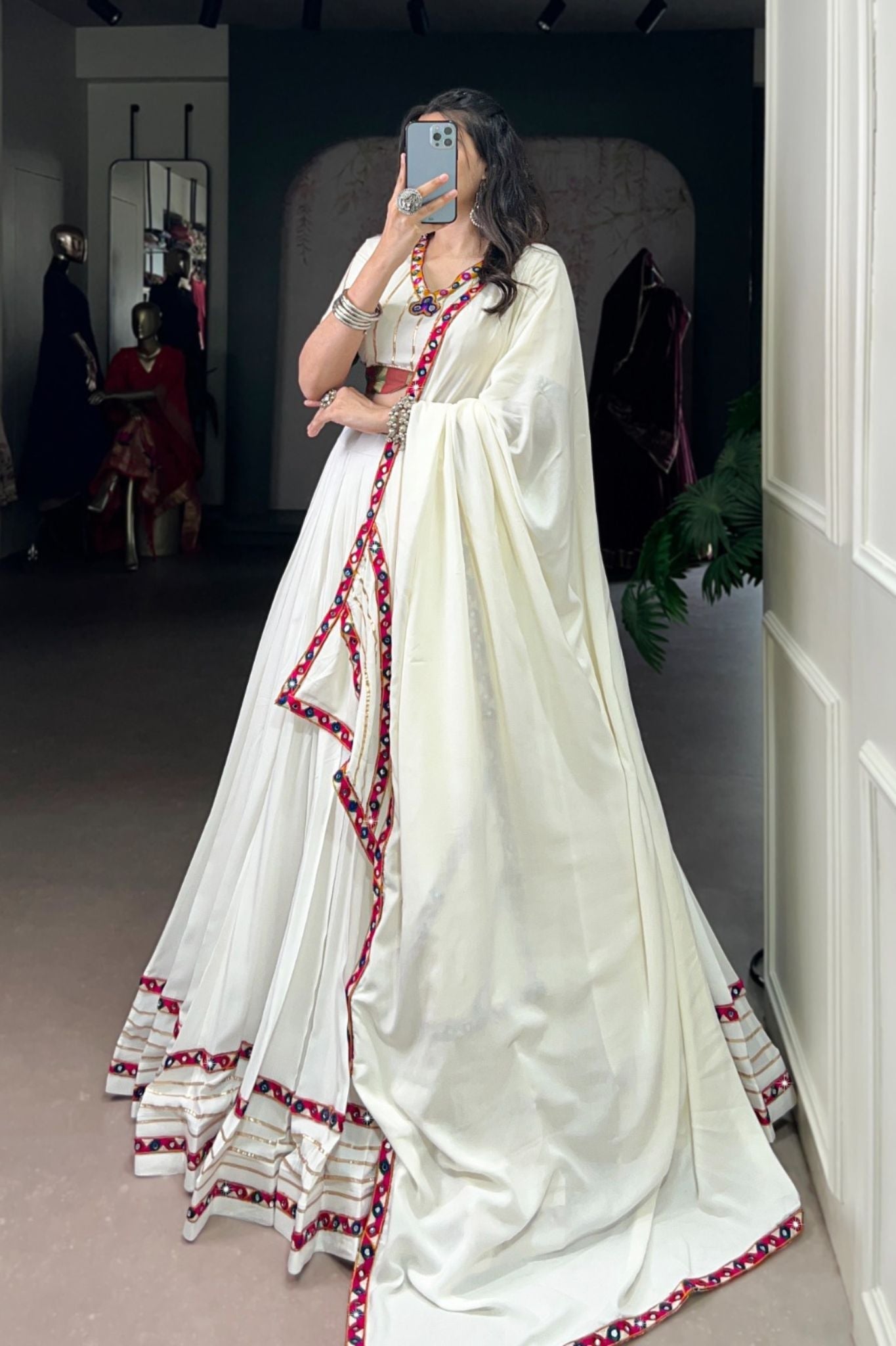 Navratri Beautiful Original Mirror Gamthi Work Designer Lehenga Choli