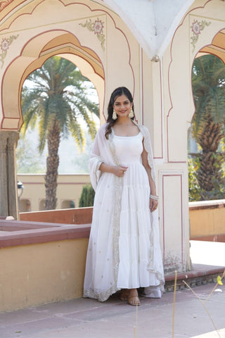 Women's Gowns With Designer Embroidered Dupatta