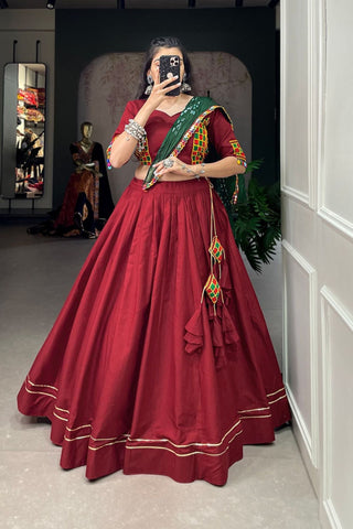 New Plain With Gotta Patti Work Navratri Lehenga Choli