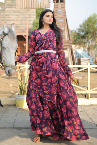 Women Stylish Long Printed Gown