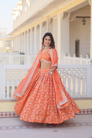 The Elegance of a Designer Viscose Jacquard Lehenga Choli Set