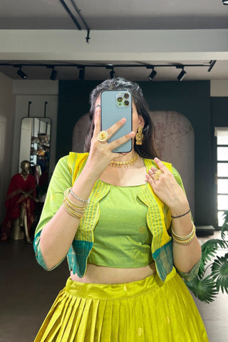 Premium Poly Cotton Zari Woven Lehenga Set – Perfect for Weddings & Celebrations