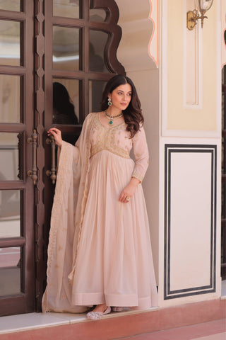 Designer Georgette Gown With Sequins Elegance