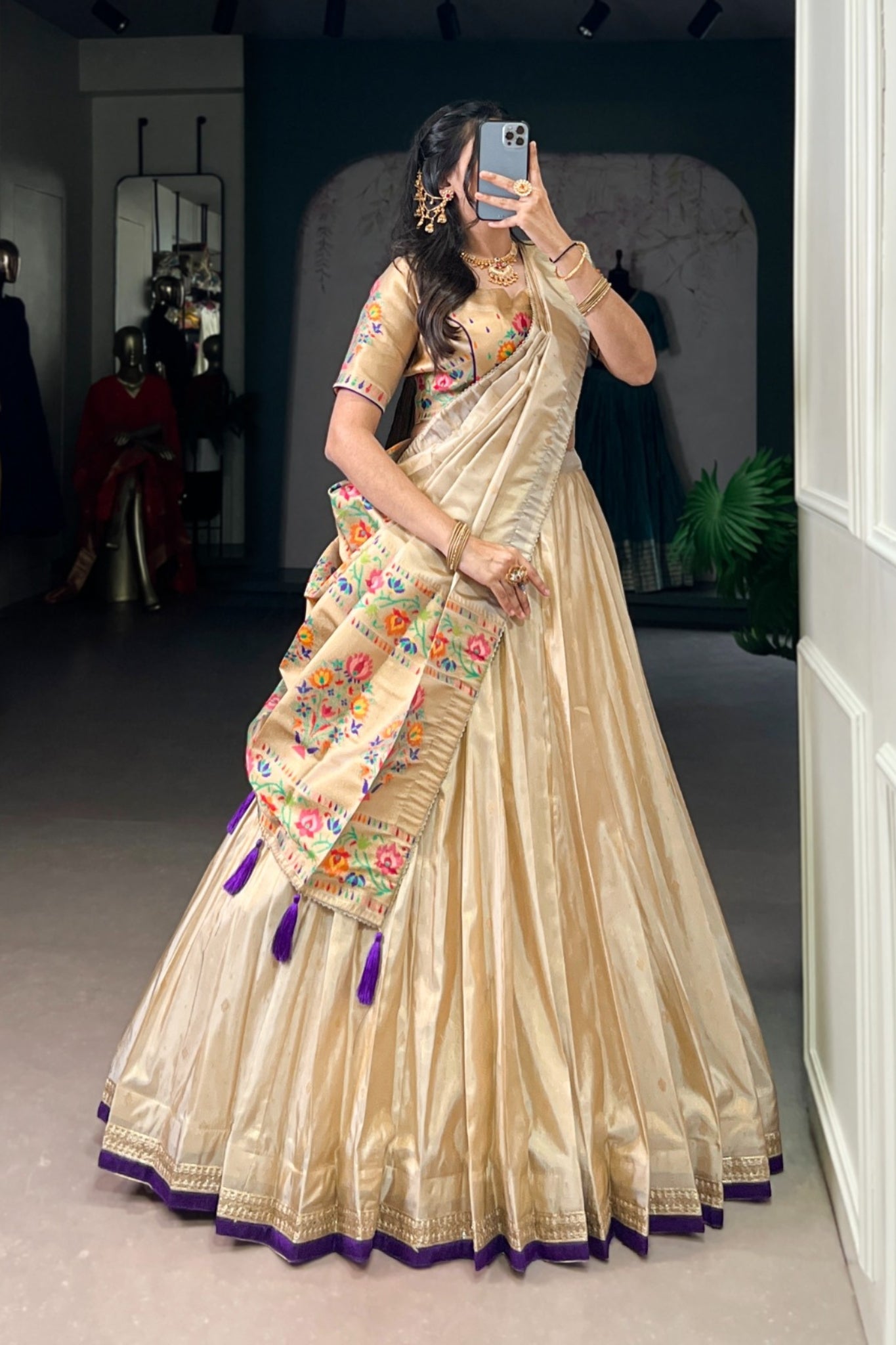 Designer Paithani Zari Weaving Shimmer Lehenga Choli With Dupatta