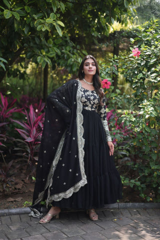 Traditional Elegance Anarkali Gown And Dupatta Set