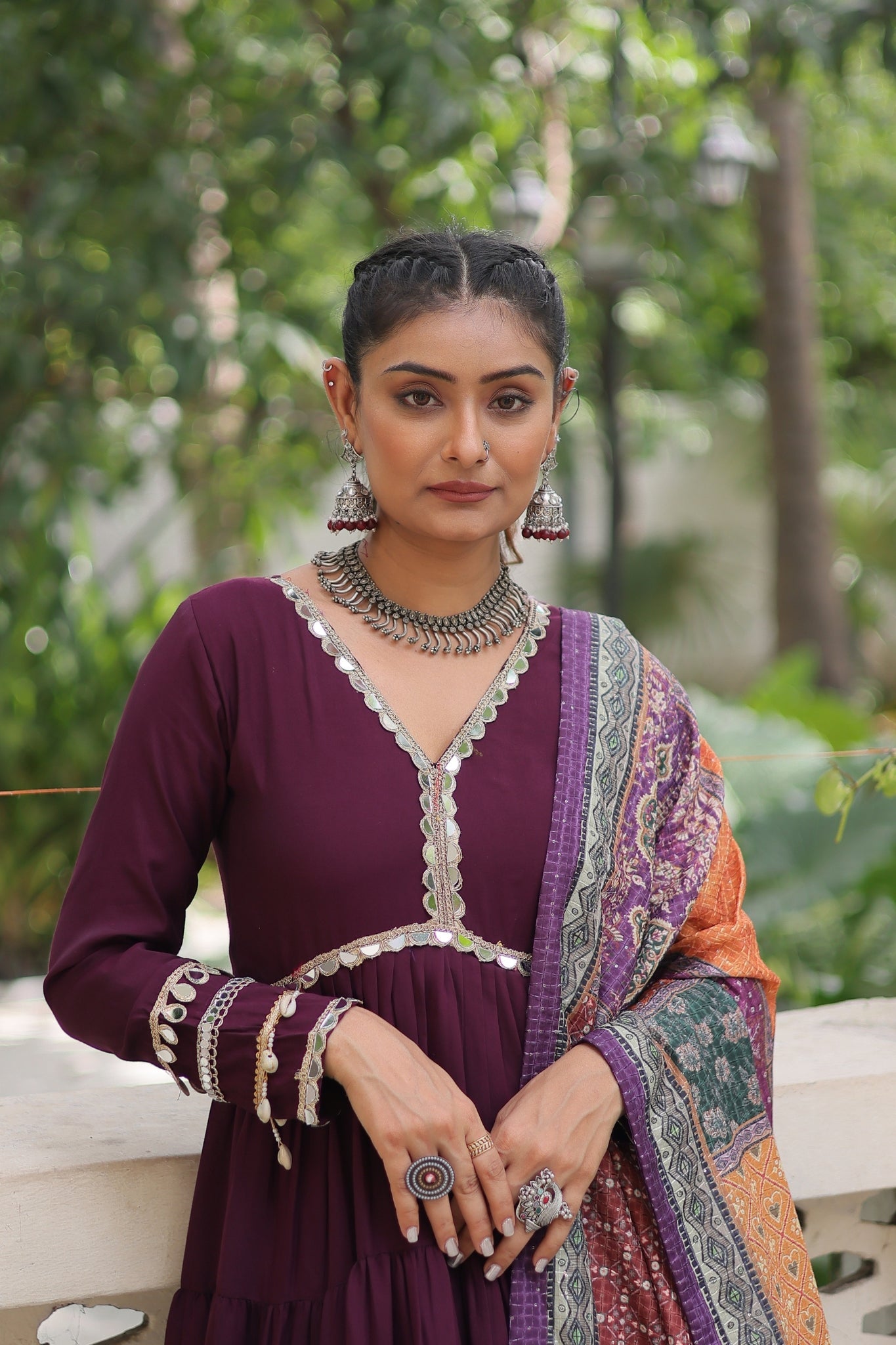 Beautiful Frill Stitching Designer Festival And Wedding Gown And Dupatta Set