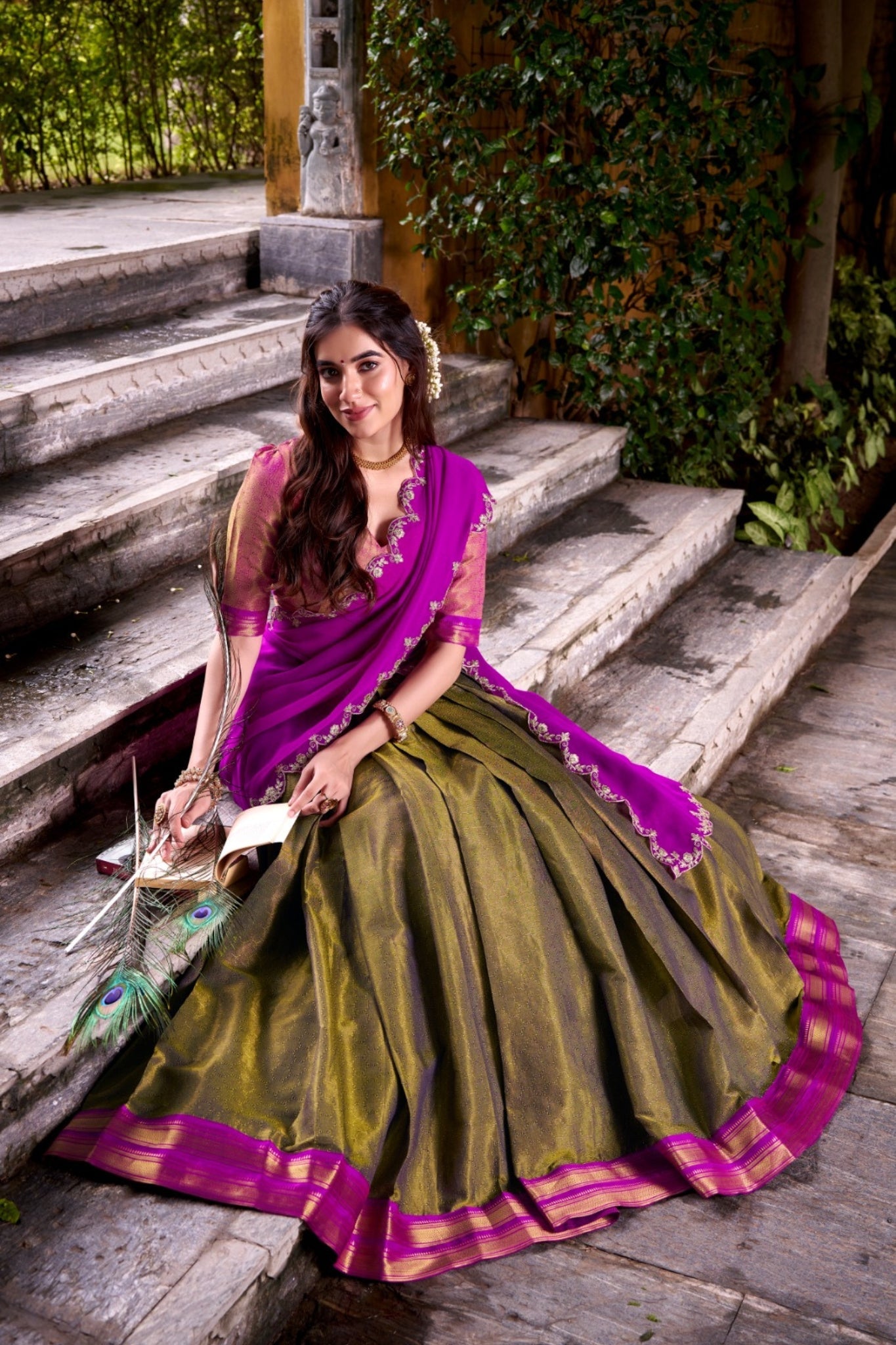 South Indian Style Kanchipuram Silk Lehenga Choli