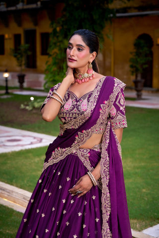 Rangoli Crush Special Designer Luxury Wedding Purple Lehenga Choli
