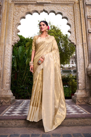Gold Tissue Saree with Zari Weaving Explore Acriine Ethnic Collection