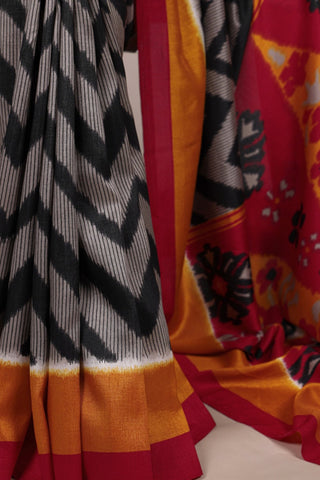 Zigzag Tasar Silk Saree