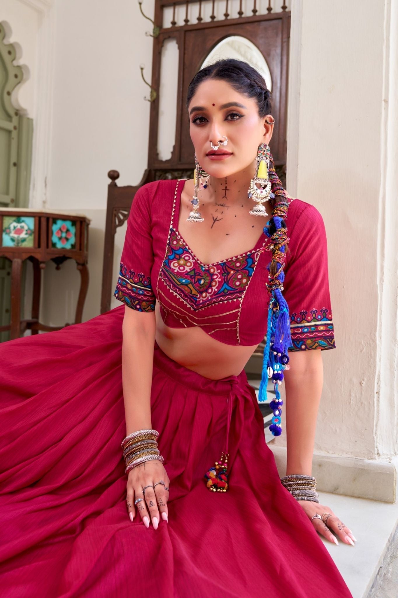 Gamthi Print Embossed Designer Beautiful Lehenga Choli