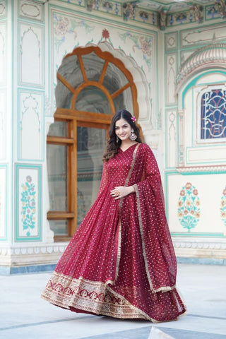 New Premium Readymade Stylish Gown With Dupatta Collection