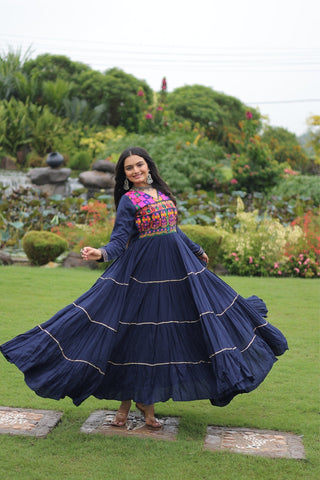 Kutchi Gamthi Embroidered With Mirror Hand Work Navratri Special Gown