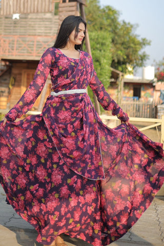 Women Stylish Long Printed Gown