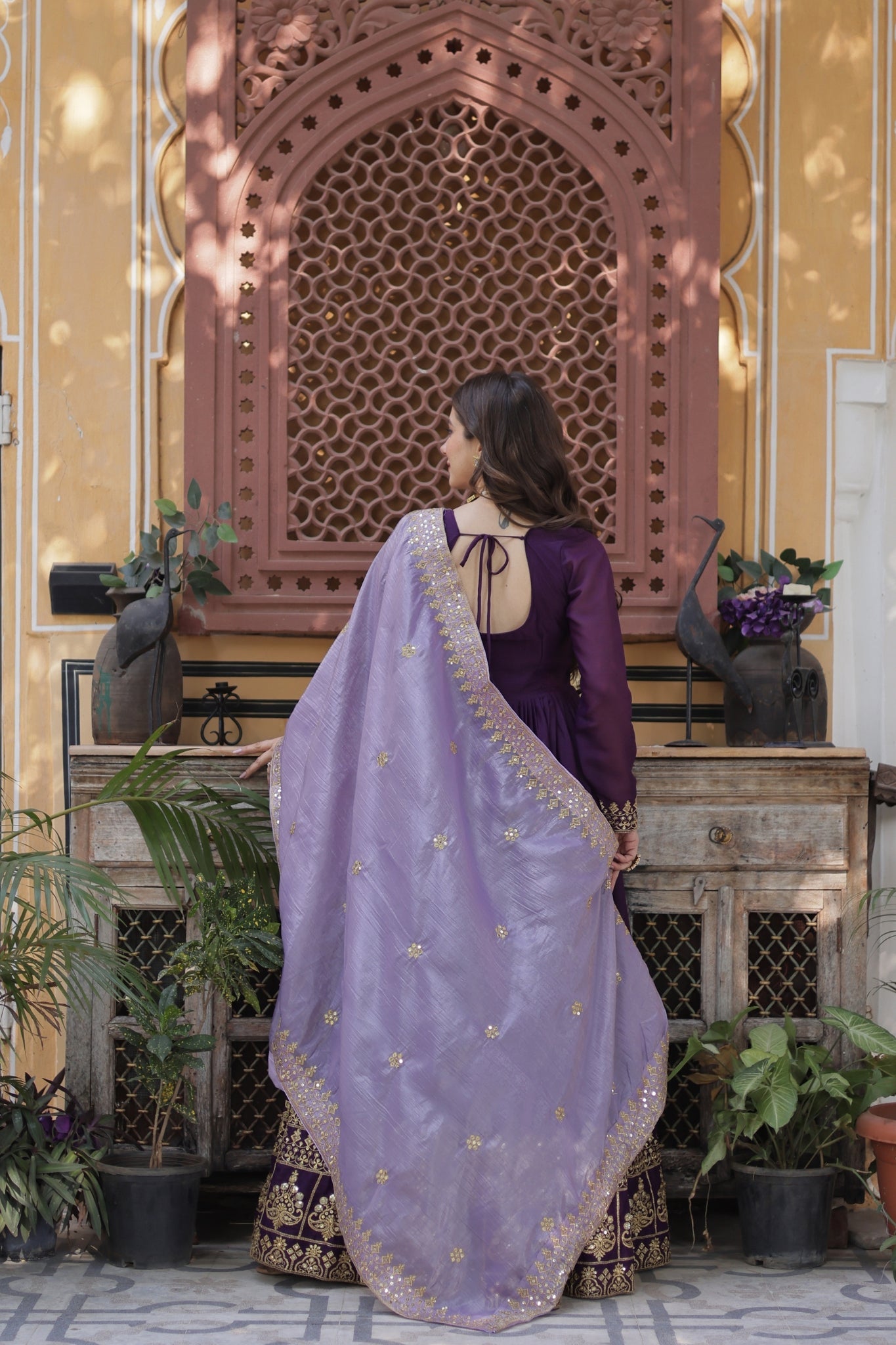 Festive Elegance Georgette Embroidered Zari Sequins Work Wedding Gown With Dupatta Set