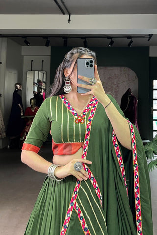 Navratri Beautiful Original Mirror Gamthi Work Designer Lehenga Choli