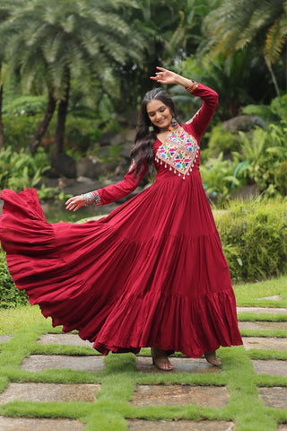 Maroon Attractive Navratri Gown