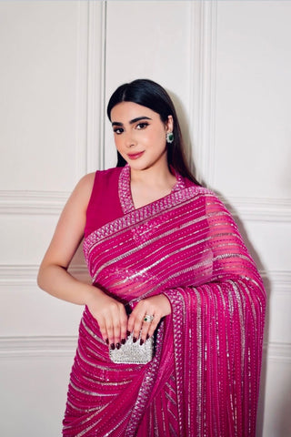 Pink Color Bollywood Georgette Saree