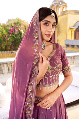 Celestial Lavender Hand Embellished Luxury Bridesmaid Lehenga