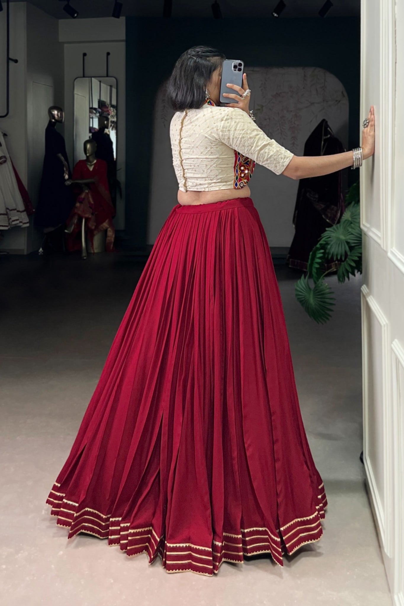 Pure Rayon Original Mirror Gamthi Work Stylish Lehenga Choli